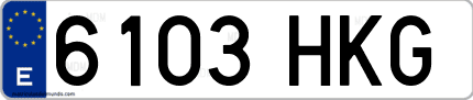 Ejemplo de matrícula de coche ordinaria 6103 HKG