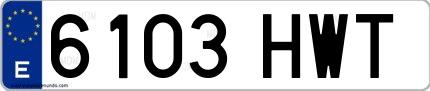 Ejemplo de matrícula española 6103 HWT