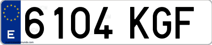 Ejemplo de matrícula de coche ordinaria 6104 KGF