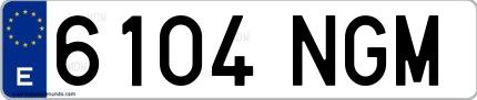 Ejemplo de matrícula española 6104 NGM