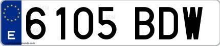 Ejemplo de matrícula española 6105 BDW