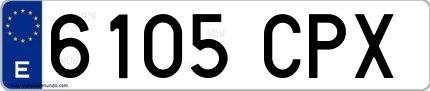Ejemplo de matrícula española 6105 CPX