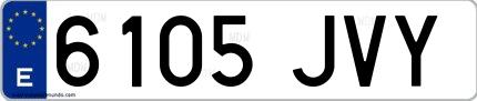 Ejemplo de matrícula española 6105 JVY