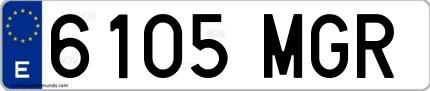 Ejemplo de matrícula española 6105 MGR