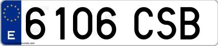Ejemplo de matrícula española 6106 CSB