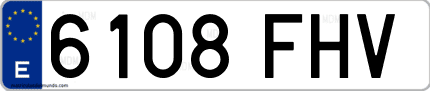 Ejemplo de matrícula de coche ordinaria 6108 FHV