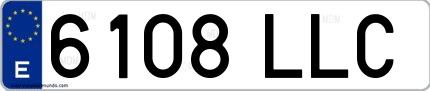 Ejemplo de matrícula española 6108 LLC