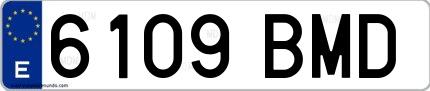 Ejemplo de matrícula española 6109 BMD