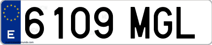 Ejemplo de matrícula de coche ordinaria 6109 MGL