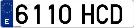 Ejemplo de matrícula española 6110 HCD