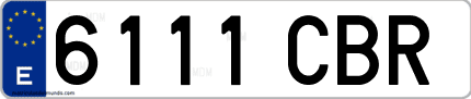 Ejemplo de matrícula de coche ordinaria 6111 CBR