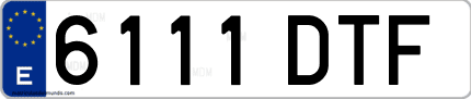 Ejemplo de matrícula de coche ordinaria 6111 DTF