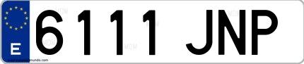 Ejemplo de matrícula española 6111 JNP