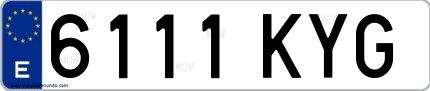 Ejemplo de matrícula española 6111 KYG