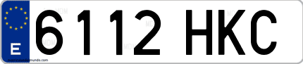 Ejemplo de matrícula de coche ordinaria 6112 HKC