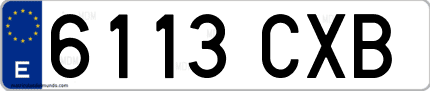 Ejemplo de matrícula de coche ordinaria 6113 CXB