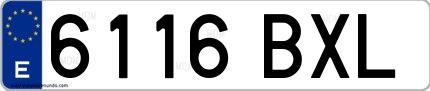 Ejemplo de matrícula española 6116 BXL