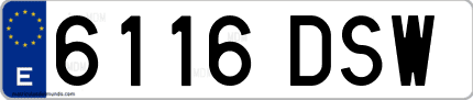 Ejemplo de matrícula de coche ordinaria 6116 DSW