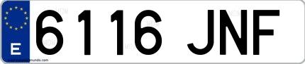 Ejemplo de matrícula española 6116 JNF