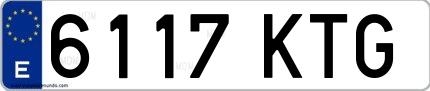 Ejemplo de matrícula española 6117 KTG