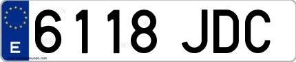 Ejemplo de matrícula española 6118 JDC