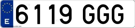 Ejemplo de matrícula española 6119 GGG