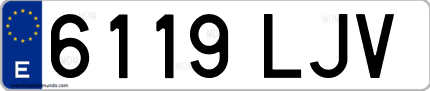 Ejemplo de matrícula de coche ordinaria 6119 LJV