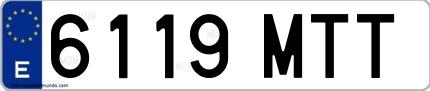 Ejemplo de matrícula española 6119 MTT