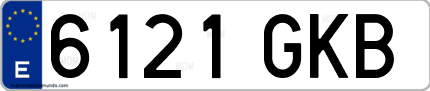 Ejemplo de matrícula de coche ordinaria 6121 GKB