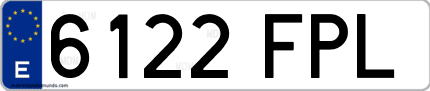 Ejemplo de matrícula de coche ordinaria 6122 FPL