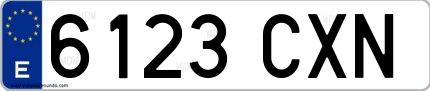 Ejemplo de matrícula española 6123 CXN