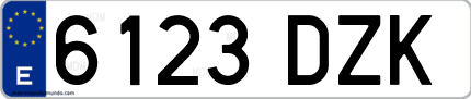 Ejemplo de matrícula de coche ordinaria 6123 DZK