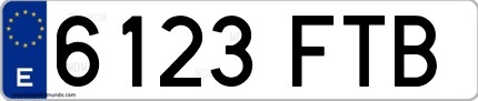 Ejemplo de matrícula de coche ordinaria 6123 FTB