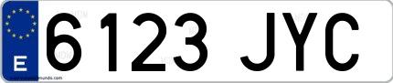 Ejemplo de matrícula española 6123 JYC
