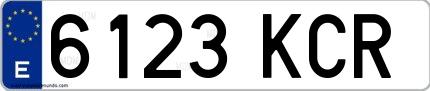 Ejemplo de matrícula española 6123 KCR