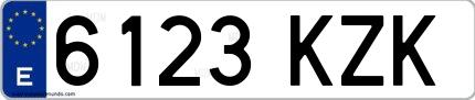 Ejemplo de matrícula española 6123 KZK