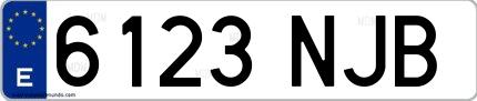 Ejemplo de matrícula española 6123 NJB