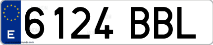 Ejemplo de matrícula de coche ordinaria 6124 BBL