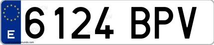 Ejemplo de matrícula española 6124 BPV