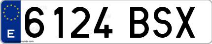 Ejemplo de matrícula de coche ordinaria 6124 BSX