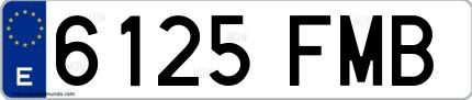 Ejemplo de matrícula española 6125 FMB