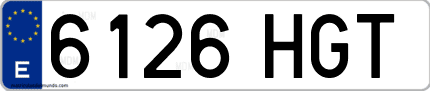 Ejemplo de matrícula de coche ordinaria 6126 HGT