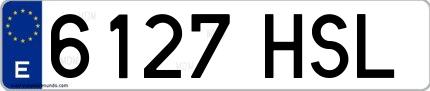 Ejemplo de matrícula española 6127 HSL