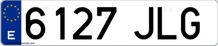 Ejemplo de matrícula española 6127 JLG