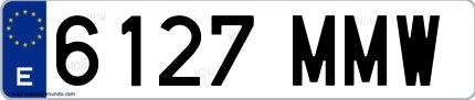 Ejemplo de matrícula española 6127 MMW