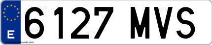 Ejemplo de matrícula de coche ordinaria 6127 MVS