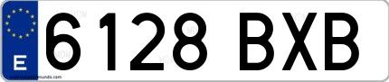 Ejemplo de matrícula española 6128 BXB