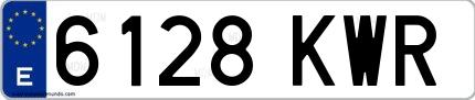 Ejemplo de matrícula española 6128 KWR