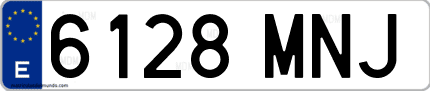 Ejemplo de matrícula de coche ordinaria 6128 MNJ