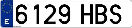 Ejemplo de matrícula española 6129 HBS